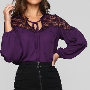 Fashion Nova Plum Lace Front Blouse